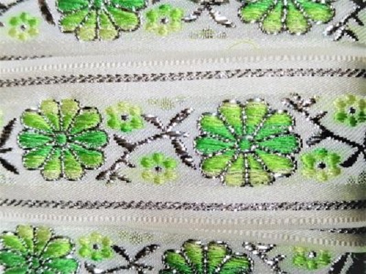 Шевица №35011 33мм бяло,зелено,сребро